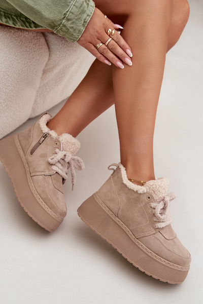 Bottes de Neige Femmes Sur Plateforme Avec Fourrure De Mouton Beige Luma