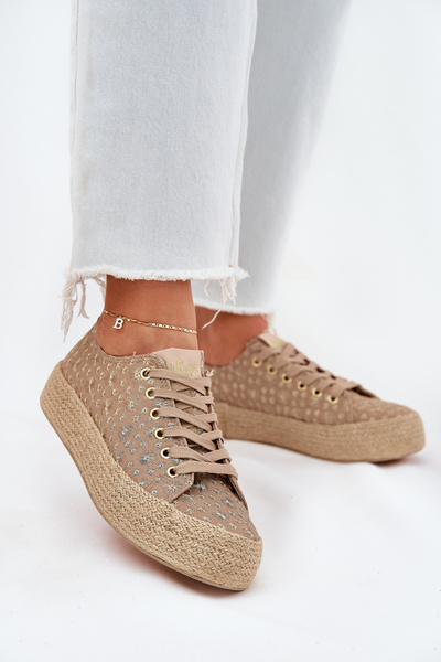 Mintás Női Platformos Cipők Fonott Lee Cooper LCW-25-08-3646L Khaki