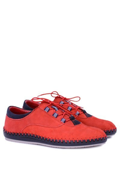 Demi-chaussures décontractées en cuir rouge pour hommes