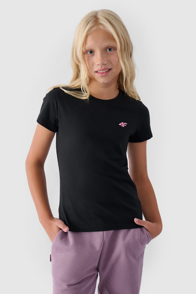 T-shirt en coton lisse pour filles Noir 4F 4FJWMM00TTSHF1658-20S