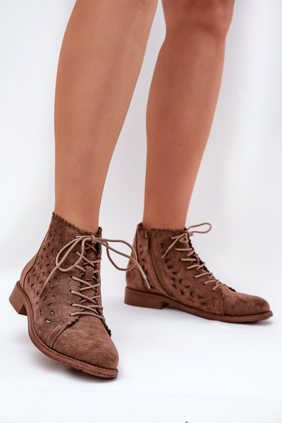 Bottines Basses Avec Motif Ajouré S.Barski HY51-185 Marron