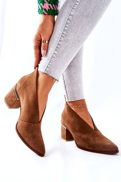 Cizme din piele cu toc Laura Messi Brown 2344