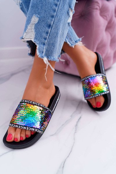 Tongs à jupes multiples irisées pour femmes
