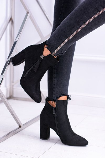 Women's Black Stiletto Boots Suede Egida