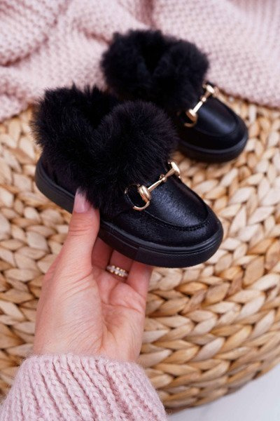 Fleecegefütterte Kinder-Tennisstiefel aus Wolle Schwarz Grenda