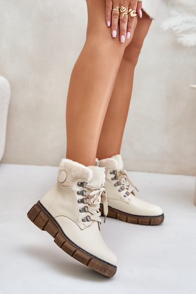 Bottines Isolées Femme À Lacets Beige Mevanisa
