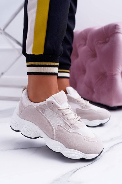 Pantofi de piele de căprioară pentru femei sportivi alb -lollipop alb