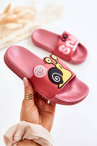Light Children's Slippers Dark pink Snail
