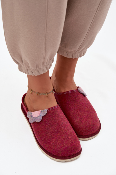 Papuci de damă cu floare Inblu CS000043 Bordeaux