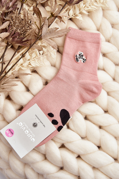 Női pamut zokni Teddy Bear Patch Pink színnel