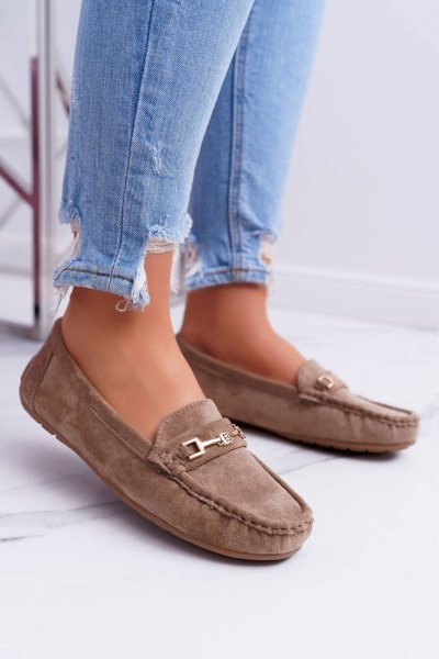Mocassins Confort En Daim Femme Beige Anzio