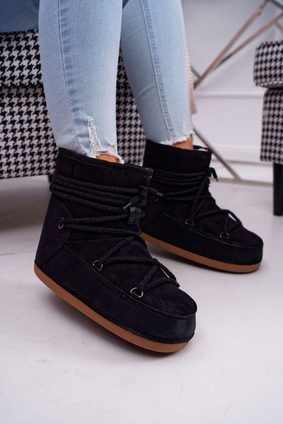 Fleecegefütterte Damen-Schneestiefel Schwarz Veme