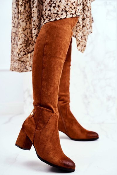 Damen Stiletto Stiefel Wildleder Camel Torgos