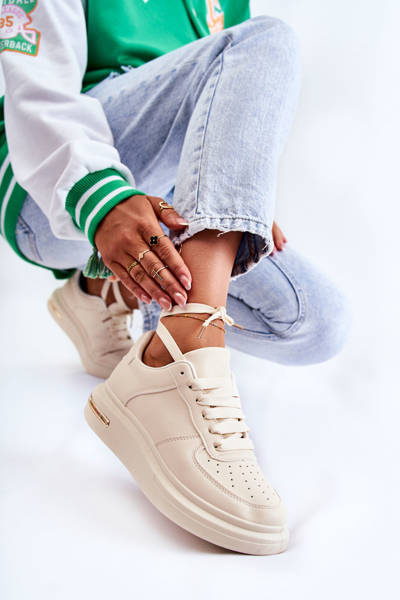 Klassische Leder-Sportschuhe Beige Jennys