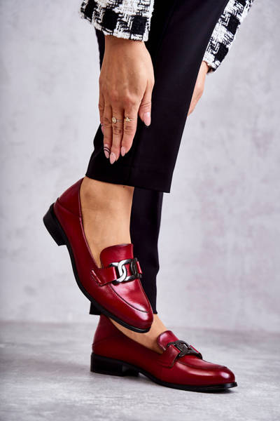 Mocassins Tendance En Cuir Bordeaux Trine