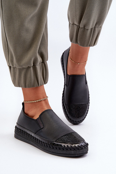 Schwarze Leder-Plateauschuhe für Damen D&A LR370
