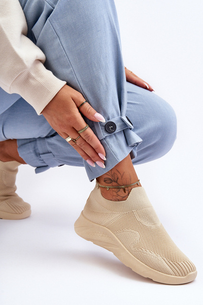 Damen Sport Schnürschuhe Beige Claris