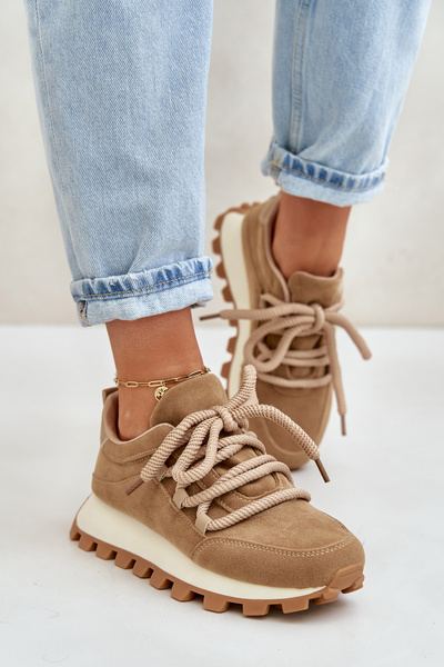 Chaussures De Sport Baskets Sur Plateforme En Eco Daim Marron Riadella