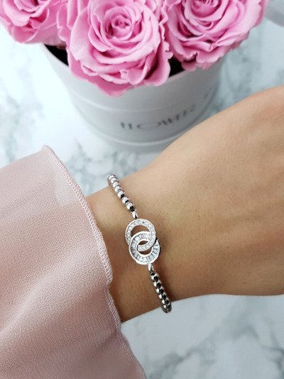 Bracelet Perlé Femme Deux Cercles Argent Atria