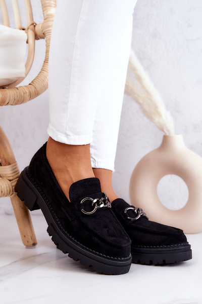 Damen Wildleder Loafer Semi Schuhe La.Fi Schwarz Weiden