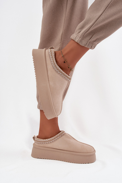 Damenschnee Stiefel mit Stickerei Hellbeige Pristina