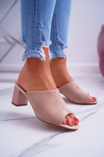 Tongs élégantes à talons aiguilles pour femmes Sergio Leone KL315 Beige Demilo