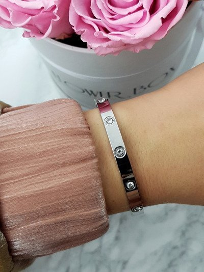 Bracelet Femme Acier Avec Zircons Argent 6mm Valerii