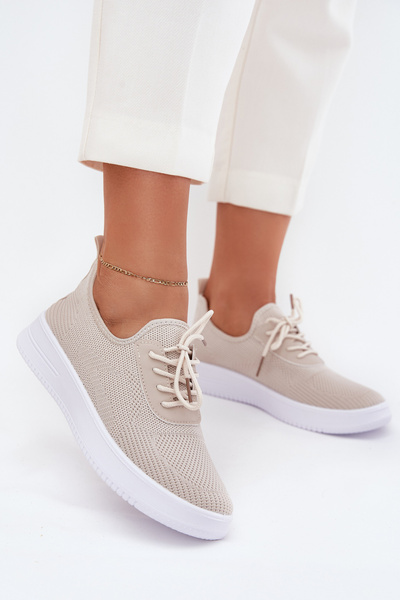 Chaussures De Sport En Tissu À Enfiler Sur Plateforme Pour Femmes Beiges Kalyra