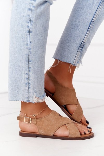 Sandale din piele de căprioară Sergio Leone SK060 Beige