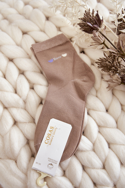 Chaussettes Cosas Femme Unies En Coton Beige