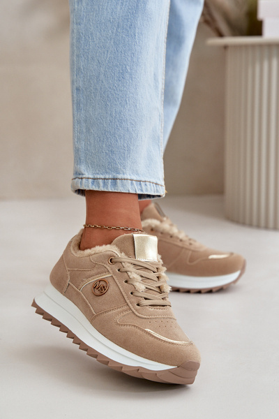 Chaussures De Sport Pour Femmes Isolées Avec Fourrure Sur Plateforme Kaki Lerisas