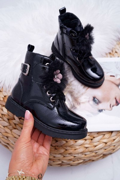 Bottines Enfant Jones En Cuir Noires