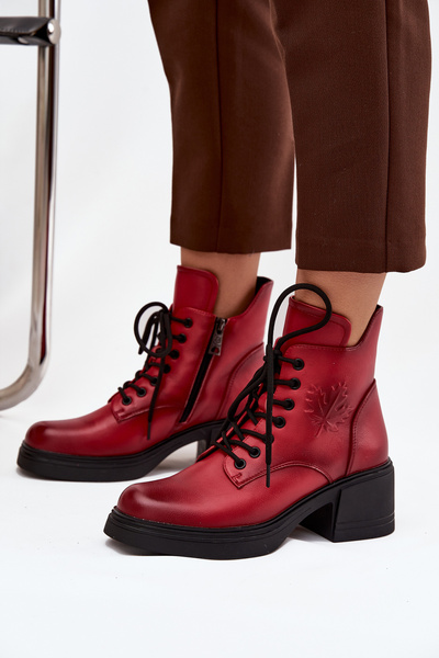 Damenturnschuhe aus Leder mit Blockabsatz mit Isolierung Vinceza 39950 Rot