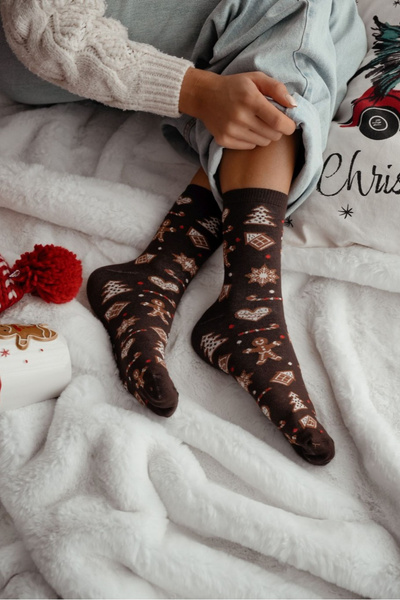 Women's Christmas Cotton Chocolate Socks