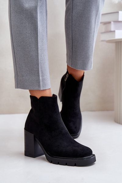 Bottines En Daim Eco Sur Talon Noir Cediona