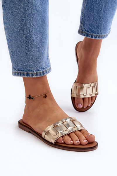 Damen Klassische Flache Sandalen Gold Namrita