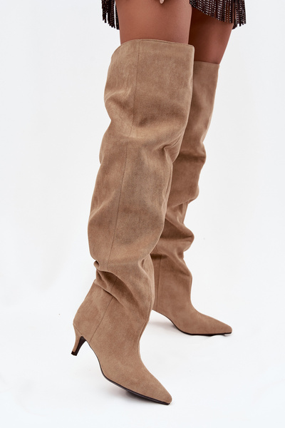 Bottes pour femmes à enfiler à talon beige Ysolienne