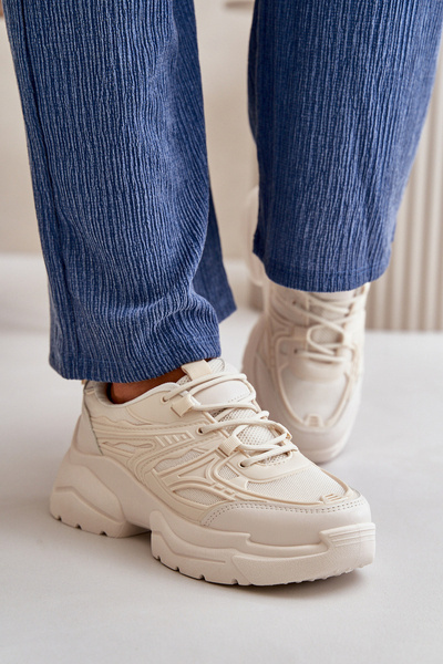 Chaussures de sport pour femmes, baskets à semelle massive, beige clair, Lerista
