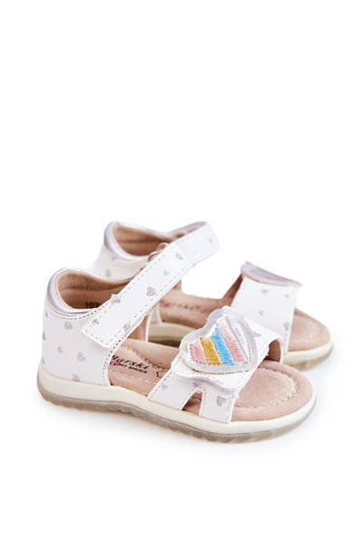 Sandales Enfant En Cuir Avec Un Coeur Blanc Elianna