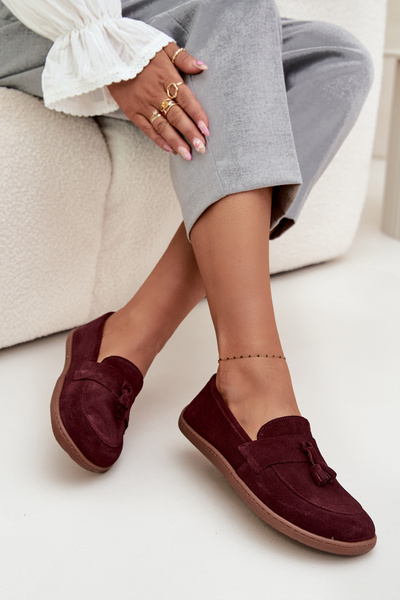 Mocassins en cuir daim de type barefoot Zazoo 322 bordeaux