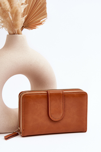 Portefeuille Porte-Monnaie pour Femme en Cuir Eco Marron Risuna