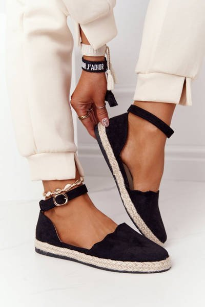 Suede Espadrilles pe o talpă de paie s.barski negru