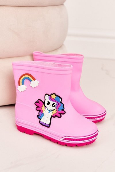 Bottes De Pluie Enfant Avec Un Poney Rose