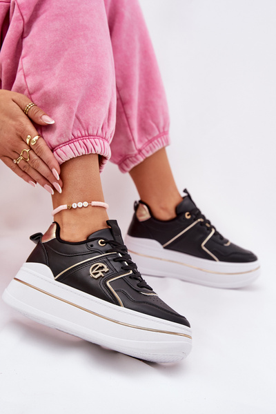 Baskets Sportives Pour Femmes Sur Plateforme Noires Caldeno