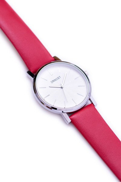 Montre Femme Rouge Ernest Vega Enveloppe Argent