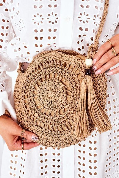 Sac Rond Tressé BRUNO ROSSI Camel