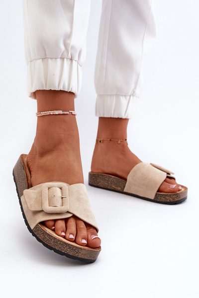 Sandales Femme Beige Eco Daim avec Boucle Laeltia