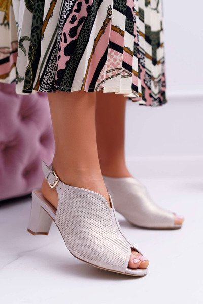 Sergio Leone SK800 Beige Fanfara Damen Stiletto Sandalen