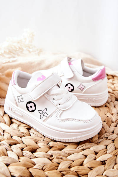 Chaussures de sport pour enfants avec velcro blanc rose Aletris
