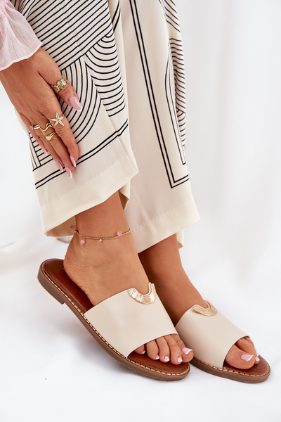 Sandales Femme Éco Cuir Avec Détails Décoratifs Beige Mevith